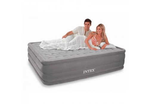 66958 Надувная кровать Intex Ultra Plush, со встроенным электронасосом 220В (203x152x46)