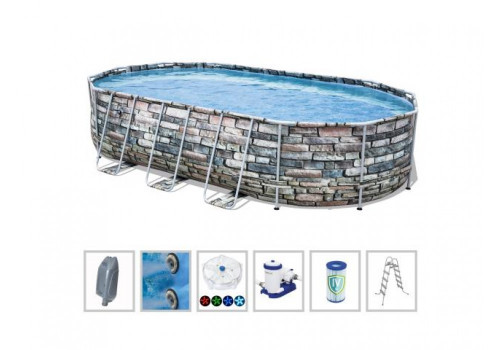 Bestway 56719 Овальный каркасный бассейн 610x366x122см, фильтр-насос 9463 л/ч, 56719