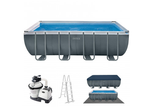 26368 Каркасный бассейн прямоугольный Rectangular Ultra Frame 7,32х3,66х1,32м Intex+песч.фильтр+хлоргенератор 7900 л/ч