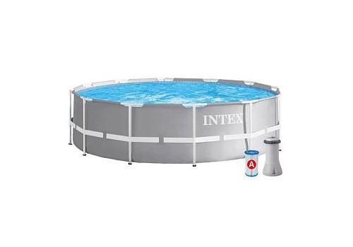 26712 Бассейн каркасный круглый INTEX Prism Frame Pool 3,66х0,76+фильтр